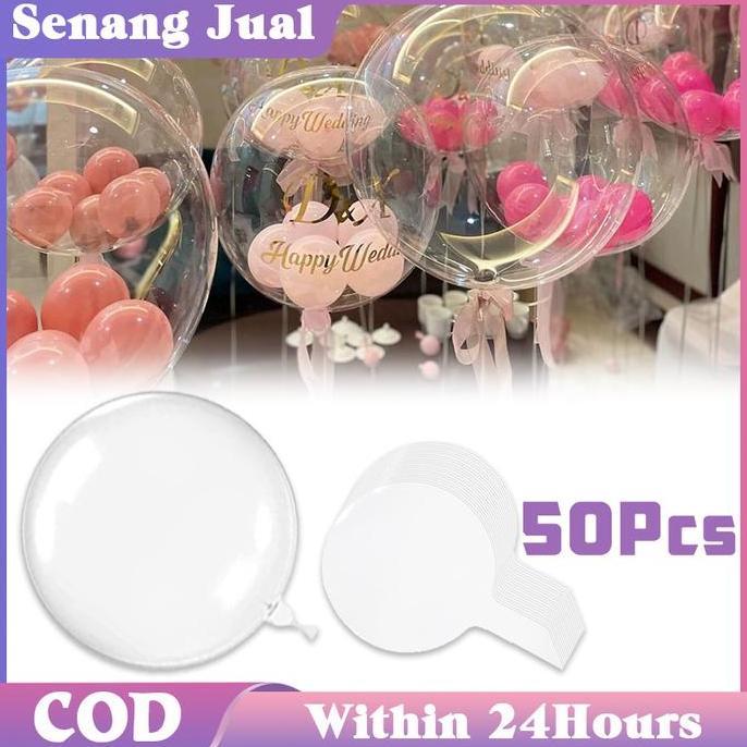 LUMIERE 50Pcs 24 Inch Balloon Plastik / Balon PVC Transparan Tinggi Bobo Tebal Jumbo
