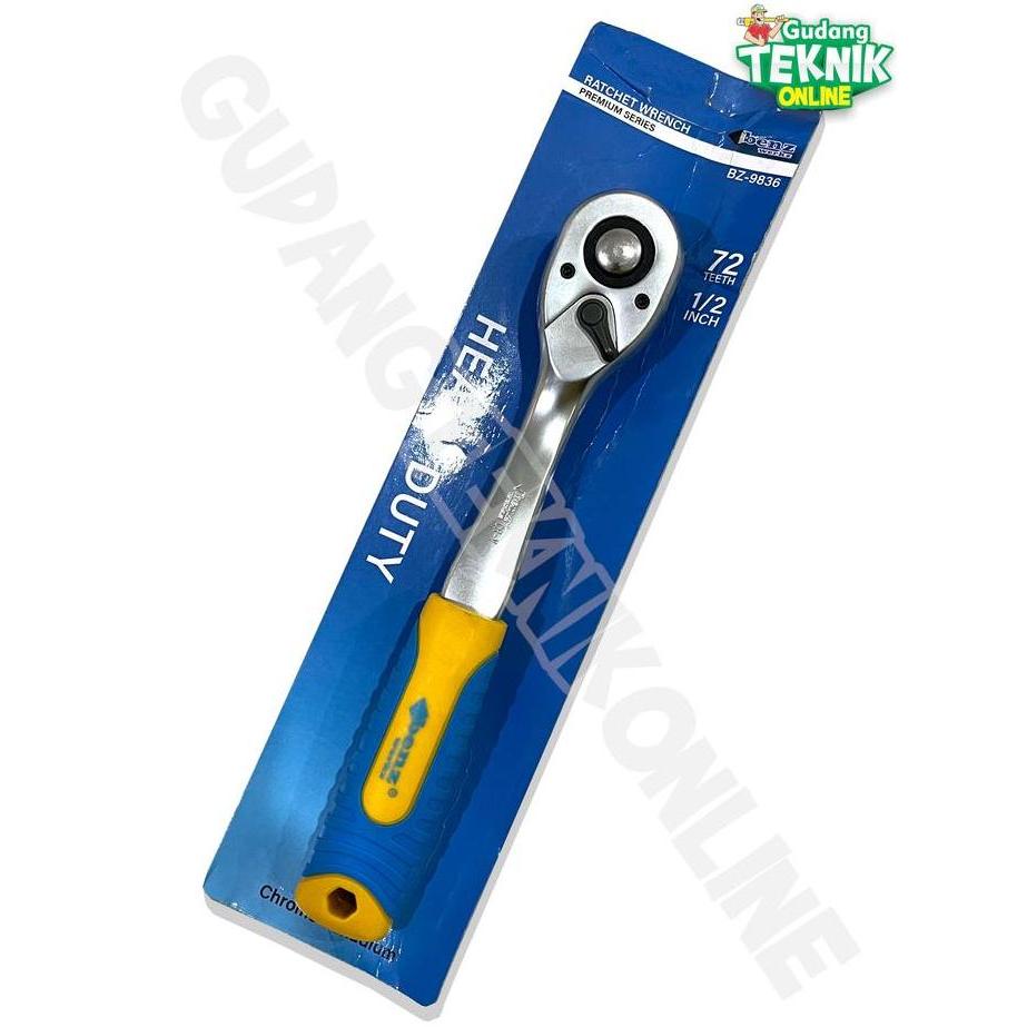 DHEALOKA Gagang Kunci Sok 1/2" BENZ BZ9836 72T  Rachet Handle Wrench Shock 1/2 Inch Gagang Kunci Sok