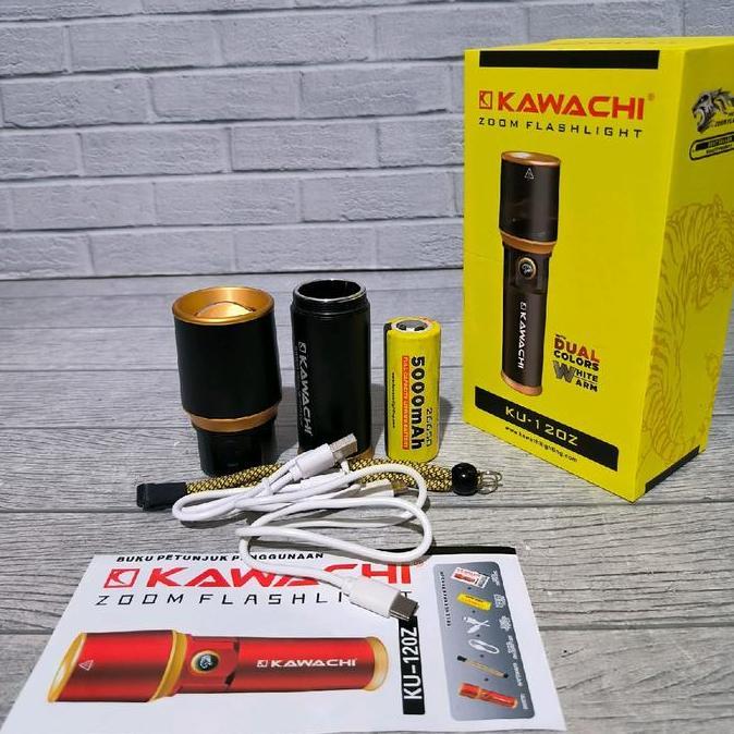 Promo Kawachi Ku-120Z Senter Tangan 120W 120 Watt Flashlight Led Premium Body Aluminium Dua Cahaya D