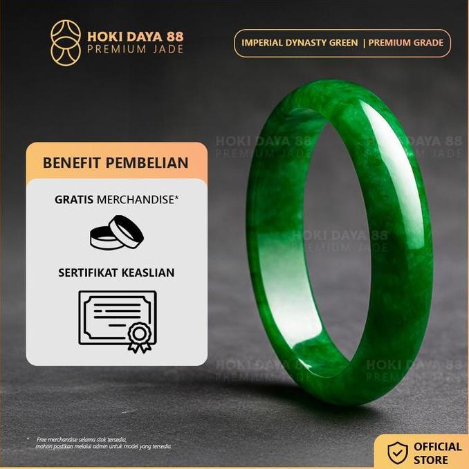 Bargoyer - Imperial Jade Premium - Gelang Bangle Giok Asli Burma Myanmar Type A Jadeite Jade Imperia