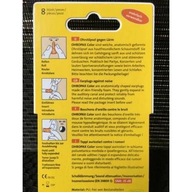 Ohropax Professional Colored Foam Earplugs Ear Plugs Traval Sleeping