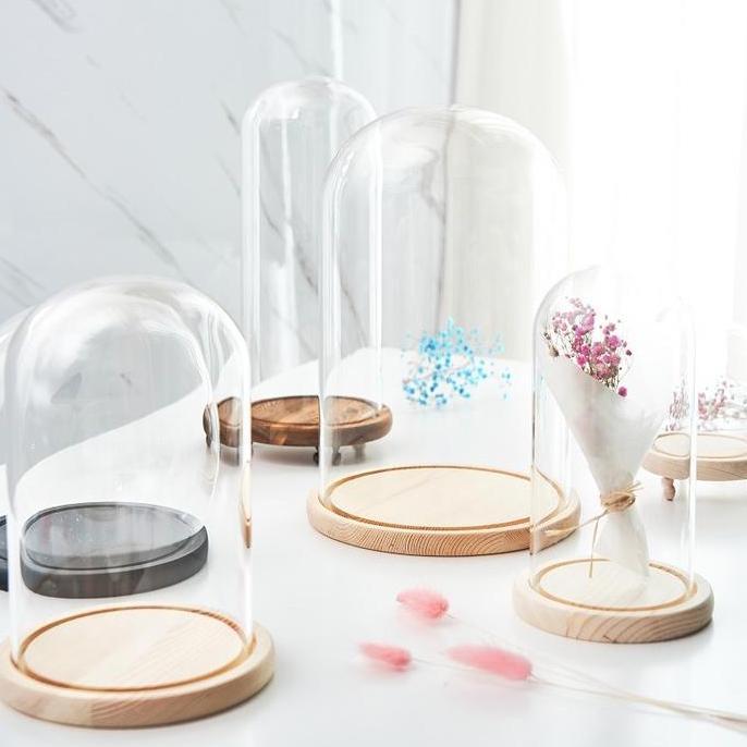 Flower Glass Dome Classic / Kubah Kaca Bunga / Kubah Display Kaca Transparan / Display Dome / Glass 