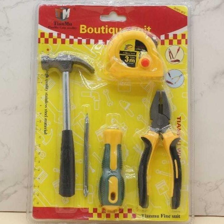 Obeng Palu Set 4 Pc Tianmu (Palu,Obeng,Meteran,Tang Kombinasi) Set Murah