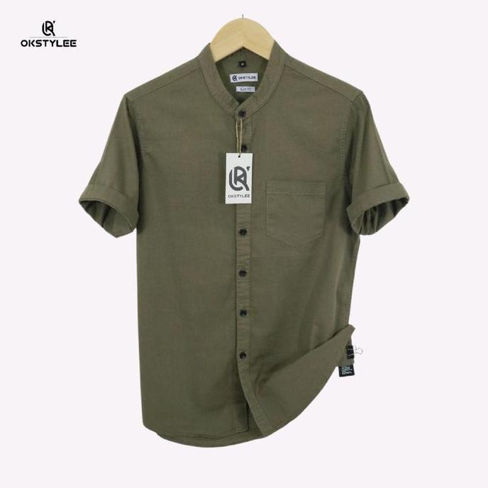 Kemeja Shanghai Pendek Kemeja Shanghai Pria Lengan Pendek Kemeja OKSTYLEE
