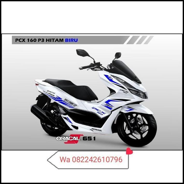 TERBARU STICKER CUTTING STRIPING HONDA PCX 160 PUTIH SPORTY BIRU !!!!!