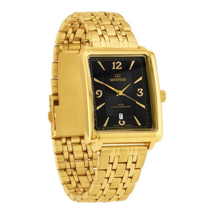 Mirage Watch - Jam Tangan Pria Mewah Anti Air Gold Analog Segi Kasual Trendy 8836 M