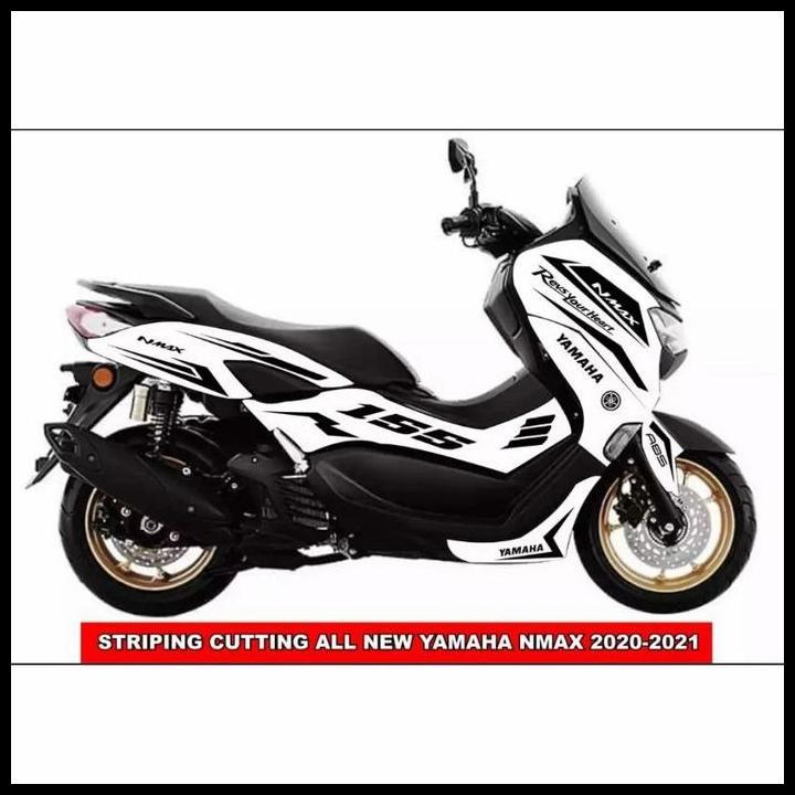 DISKON STRIPING STICKER CUTTING NEW NMAX PUTIH SPORTY HITAM TERMURAH 