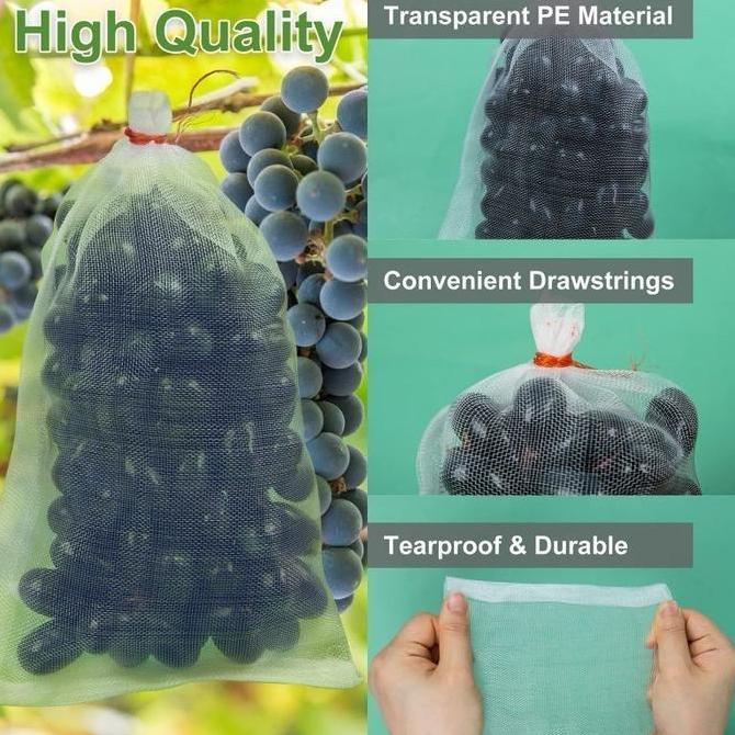 Vinnatsu-100PCS Kantong Jaring Pembungkus Buah Kantong Jaring Pembungkus Buah Anggur Klengkeng Straw