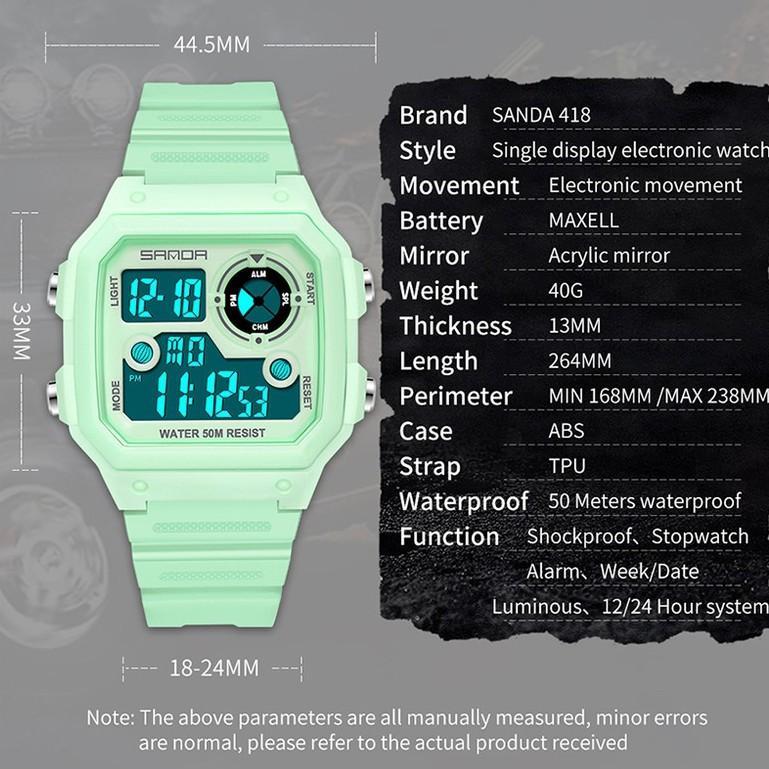 Sanda 418 Jam Tangan Pria Digital Tali Rubber Chronograph Anti Air Currenos