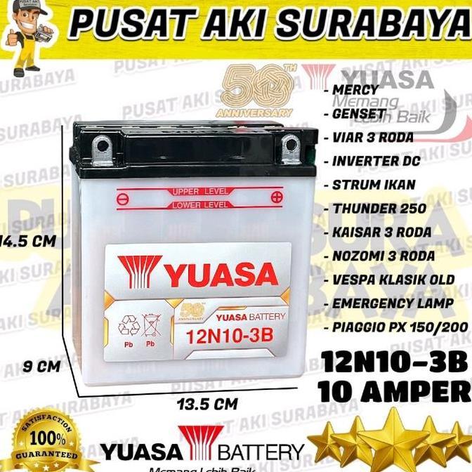Promo ORIGINAL YUASA 12N10 ACCU PUSAT AKI 12N10-3B 12V 10AMPER THUNDER VIAR KAISAR GENSET VESPA 12 V