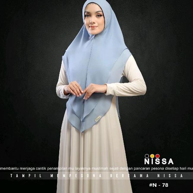Khimar Ceruti Babydoll 2 Layer Hijab N8 Bergo Ceruty Kerudung Syari Wanita Muslim Soft Pad Panjang H