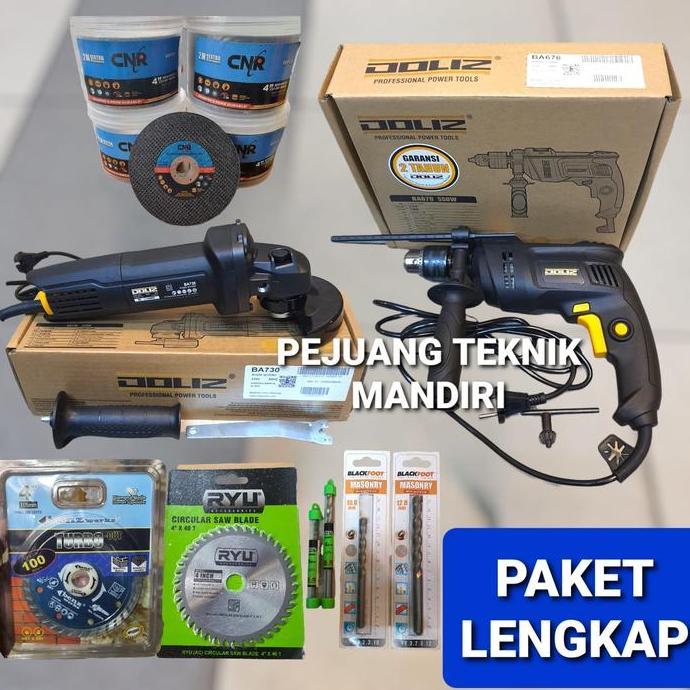 Terjangkau Paket Gerinda Tangan Doliz Ba730 + Bor Tangan Doliz Ba670