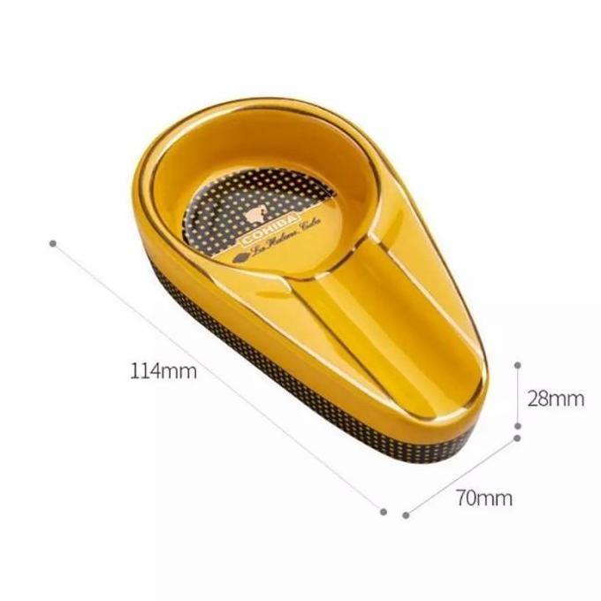 Ready Asbak Keramik Cohiba Hitam dan Kuning