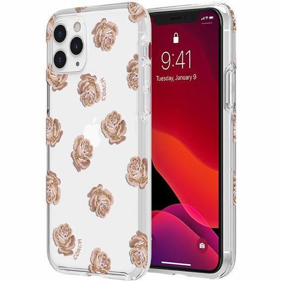 TERBARU - COACH iPhone 11 / Pro / Max Peony Glitter Flower Clear Case Original