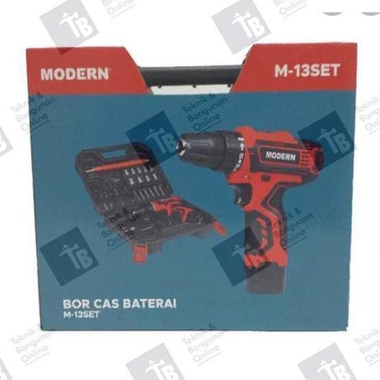 Spesial Mesin Bor Cordless Set 10 Mm Modern M 13 / Bor Baterai Cas M-13 Set Torsi Bor Mini