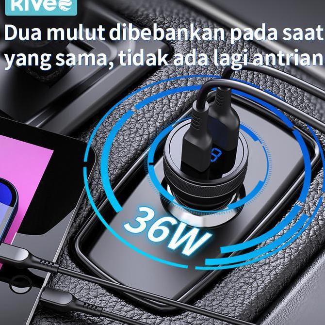 KIVEE 36W CAR CHARGER MOBIL FAST CHARGING TYPE C PD+USB QC LED