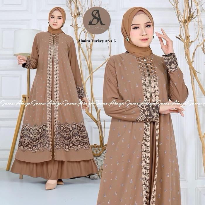 Sarae Abaya Turkey Premium Almira #SA-5 Bordir Payet Ceruty Cantik Muslim Mewah Pesta Arab Turki Gam
