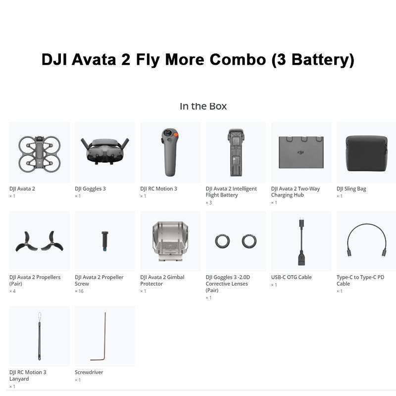 Dji Avata 2 Fly More Combo ( Paket 3 Battery) / Drone Dji Avata 2 Fly More Combo (Paket 1 Battery) -