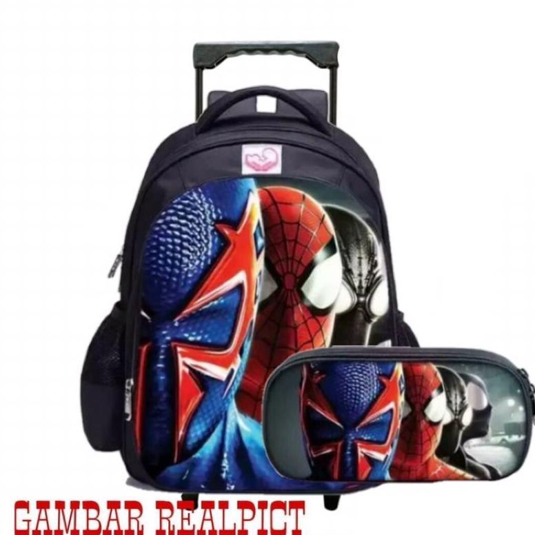 Saless Tas Troly Sekolah Anak Laki Laki Paud Tk Sd / Ransel Dorong Backpack Roda / Tas Troly Anak La