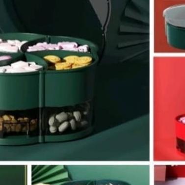 (Cod) Toples Kue Putar Terbaru 2 Tingkat/Toples Bunga Putar Glossy 2 Tingkat