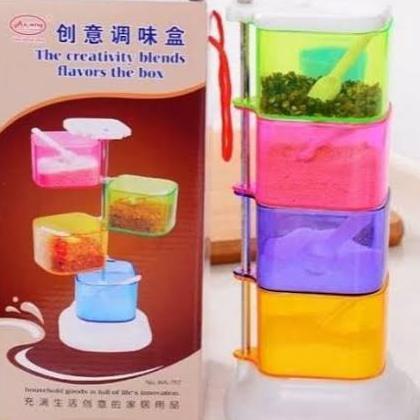 [Gs] Grosir Tempat Bumbu 4 In 1 Dapur Rak Sendok Takar Takaran Set Alat Kitchen Puter Muter Wadah Un