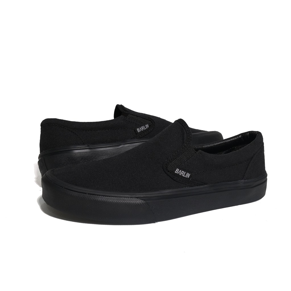 Barlin - Sepatu Slip On Pria Wanita - Elder All Black