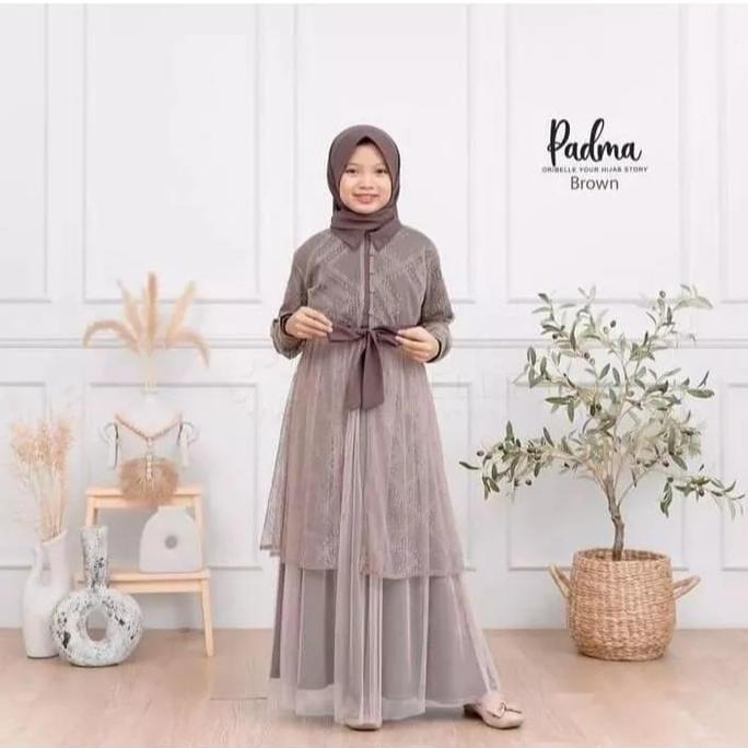 PALING LARIS Gamis Anak Perempuan Usia 10-11-12-13-14-15 Tahun Padma Syari Kids Bahan Crinkle Airflo