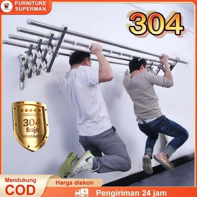 Jemuran Lipat Dinding Stainless Jemuran Baju Pakaian Dinding Rak Jemuran Tembok Gantungan Jemuran Je