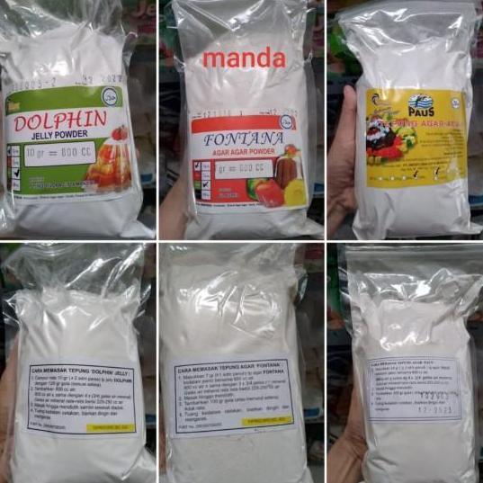 Agar-agar powder bubuk jelly putih plain COD Dolpin Fontana Paus 1kg