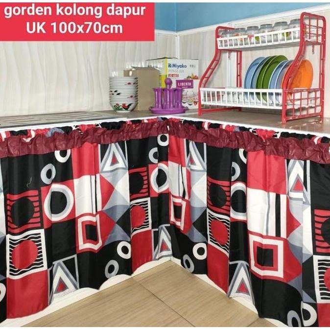 Gorden Gordyn Korden Horden Hordeng Tirai Kolong Bawah Kompor Dapur