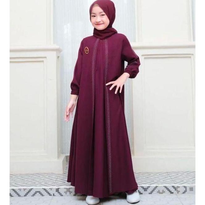 PALING MURAH Naureen Kids Gamis Anak Perempuan Bahan Ceruty Babydoll Dari Usia 7-15 Tahun Fashin Ana