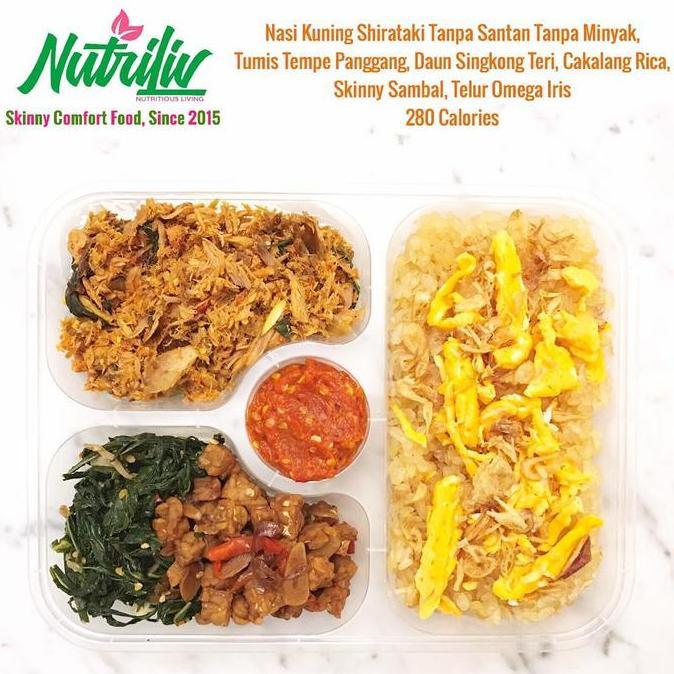 Foodx- Skinny Nasi Kuning Shirataki Tanpa Santan Dengan Cakalang Rica 280 Kal