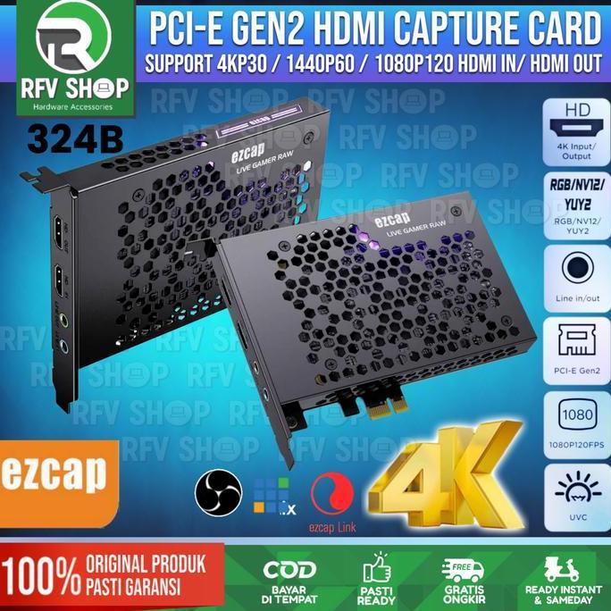Ezcap 324B Pcie Gen2 Pci Hdmi Video Capture  Card Live 4K 324 Restock