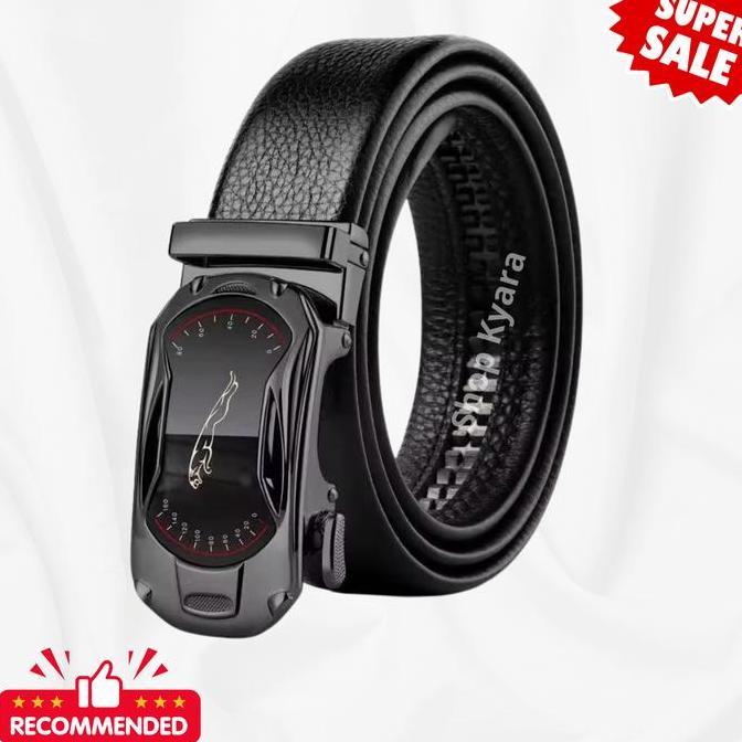 Ikat Pinggang Pria Sabuk Bahan Kulit Kepala Besi HITAM