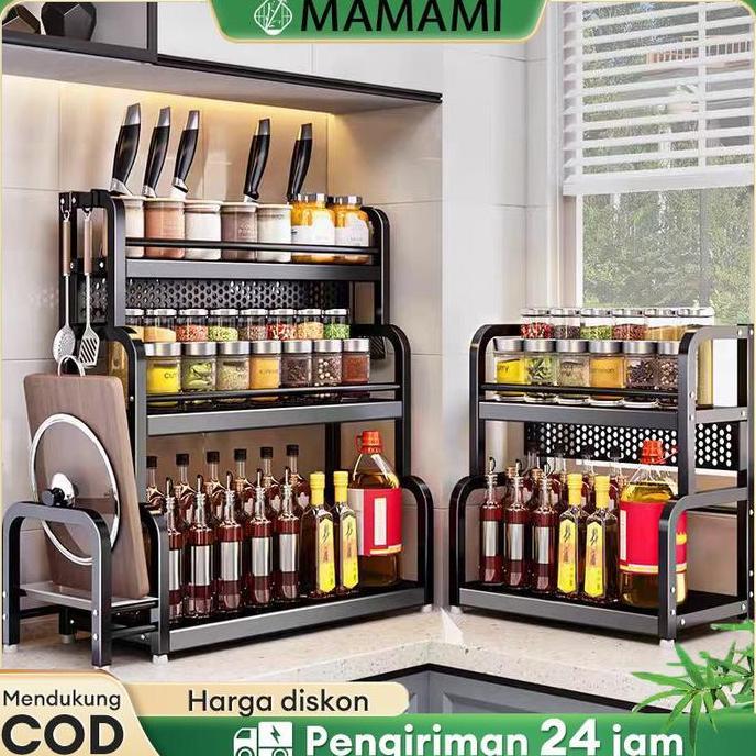 dewisimbyu  - rak bumbu dapur stainless steel rak botol bumbu rak bumbu rak penyimpanan bumbu dapur 