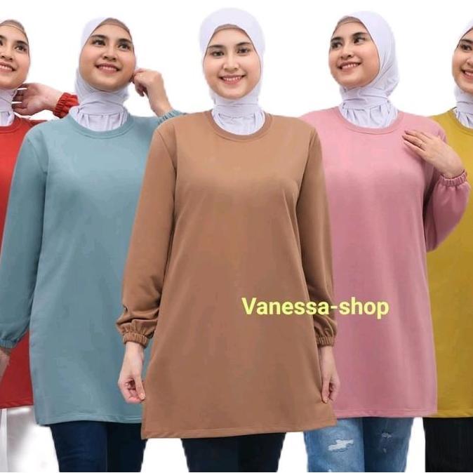 NEW kaos tunic wanita lengan panjang Polos Tunik Dewasa Cantik