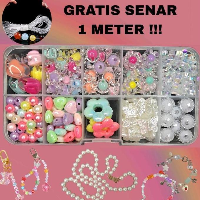 manik 1 set kotak/ manik satu set box/ DIY/ bahan meronce/ manik manik bahan gelang kotak 1 set mile