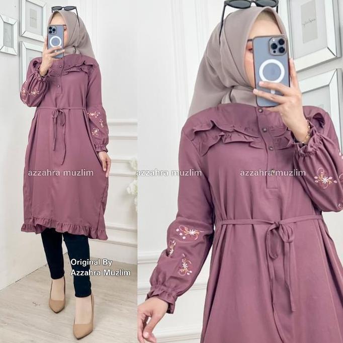 TERLARIS Azzahra Grosir - Queen Dress LD110 Tunik Wanita Busui Shakila Bordir R.13 - 321-6423
