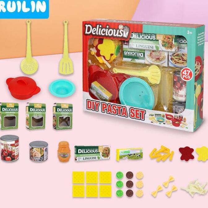 Ruilin Mainan Masak Masakan Anak Dapur Set Spageti Kentang Goreng Garansi