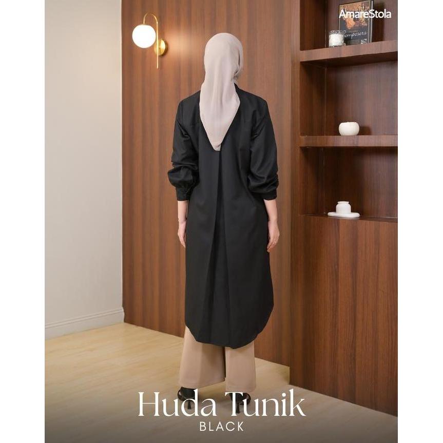 Amarestola - Huda Tunik / Tunik Lengan Panjang Katun Bordir Coksu Putih Hitam Sage