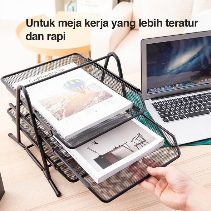 Wellply- Deli E9181 File Tray/Tray Dokumen-3-Tier Mesh File Tray