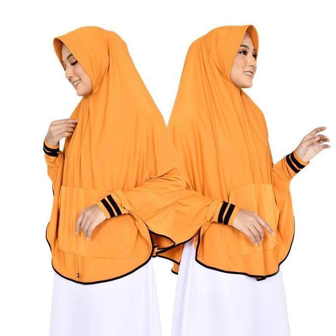 DB290 - Jilbab Bergo Lengan Syari Kinanti List Saku jersy Pad Antem Hijab Jumbo