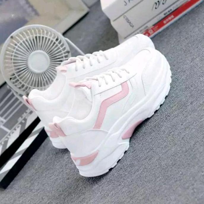 MURAH LEBAY Sepatu Sneaker Coek Wanita Style Korea - Tersedia dalam Warna putih,pink& biru Coklat pe
