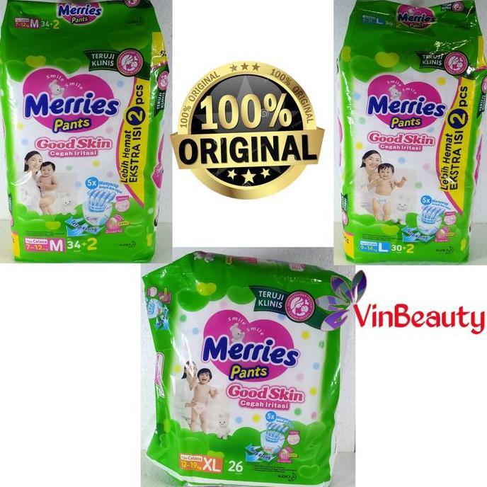 Brea- Original Pempers Merries Pants M 34 / L 44 / Xl 26 Popok Bayi Celana