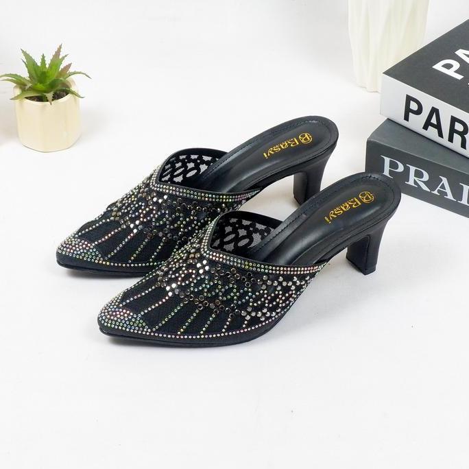 TAMPIL MODIS  Rasyi - Naomi Sandal mules wanita korea Sepatu pesta hak 5 cm TAMPIL MODIS 