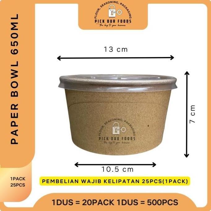 Packingpac- [1Pack] Paper Bowl Craft 800Ml | Paper Bowl 800 Ml Coklat | Rice Bowl Craft 800Ml Kraft 
