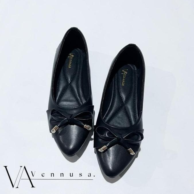 TERPOPULER VENNUSA SEPATU WANITA FLATSHOES/FLATSHOES WANITA HITAM/FLATSHOES KERJA KARET TERPOPULER