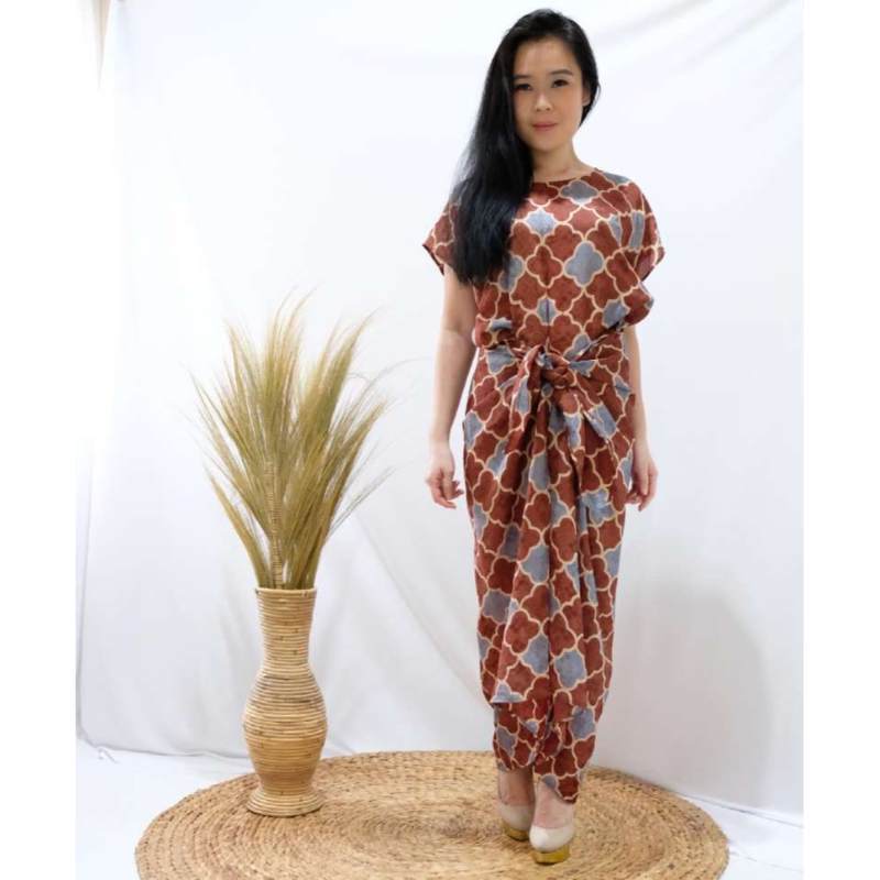 Caviar Wear Tunik Kaftan Lilit/ Kaftan Ikat/ Kaftan Lilit Batik Viscose/ Baju Muslim Wanita Gamis/Ka