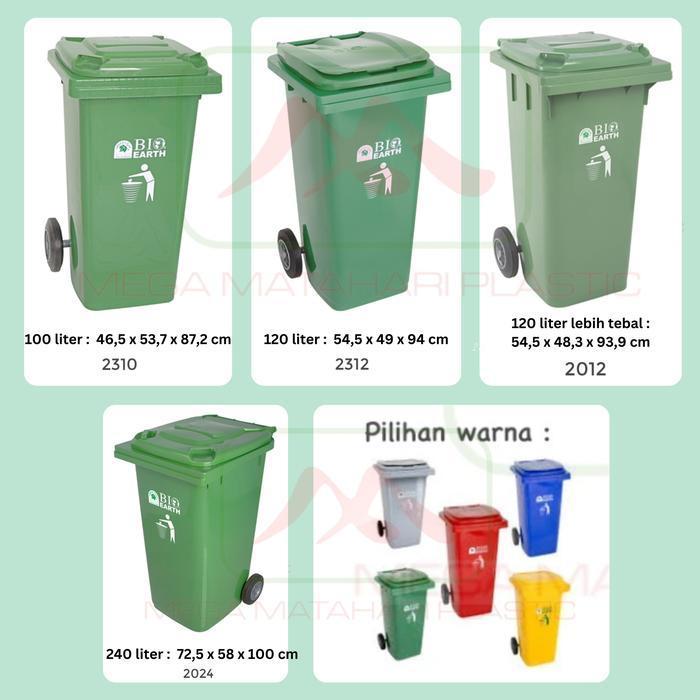 Tempat Sampah Roda BIO 120 Liter 2012 Green Leaf (Lebih Tebal)
