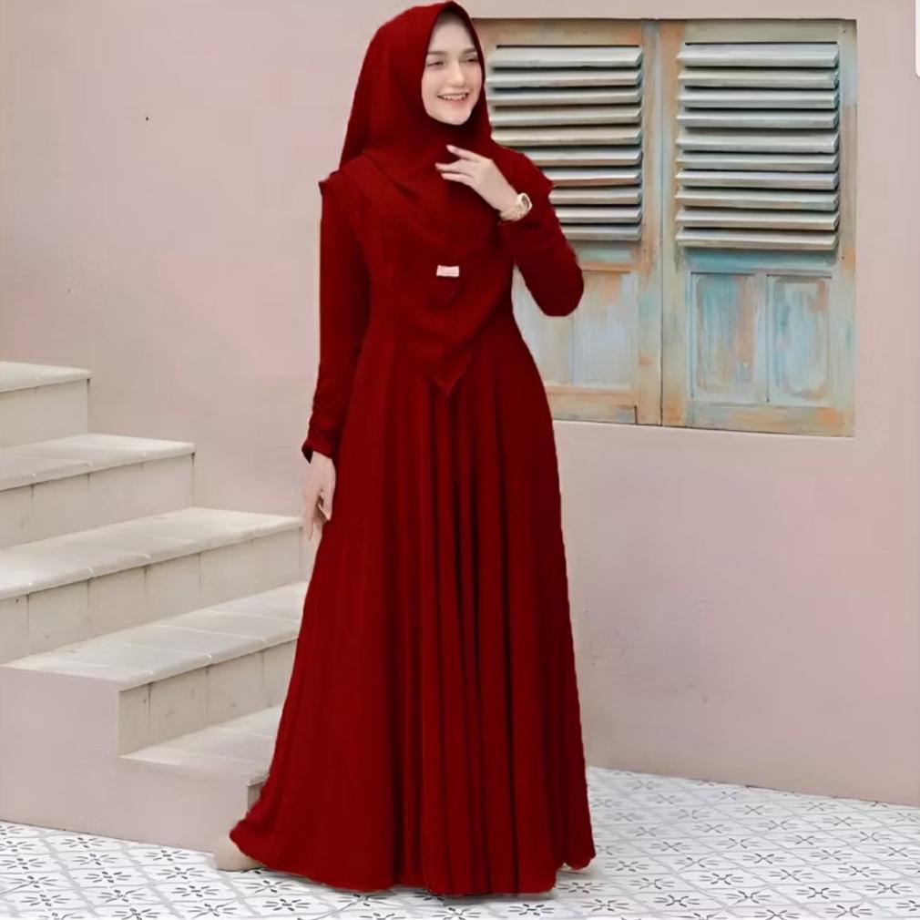 NEW PROMO Gamis Mayra Syari Plus Hijab 2 Layer Crinkle Airflow Ukuran Jumbo M L XL XXL Dress Busui F